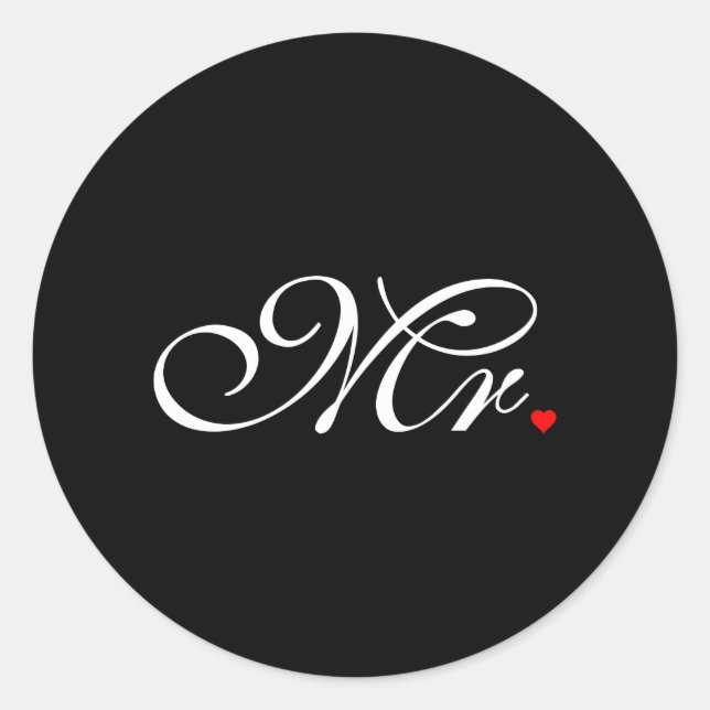 Mr. Husband Groom His Hers Newly Weds Classic Round Sticker (Front)