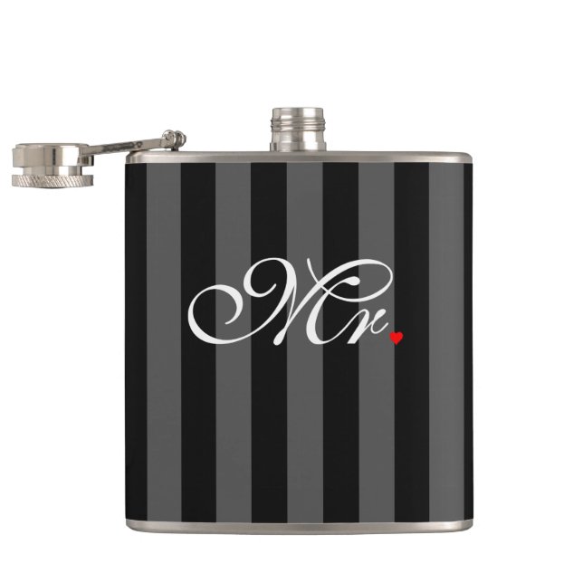 Mr. Husband Groom His Hers Newly Weds Hip Flask (Opened)