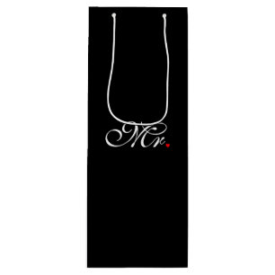 Mr. Husband Groom His Hers Newly Weds Wine Gift Bag