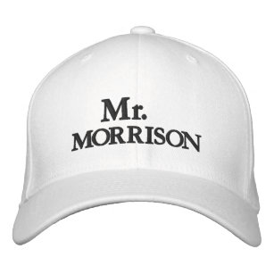 Mr. Last Name black white personalised custom Embroidered Hat