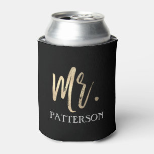 Mr. Last Name Gold Foil Can Cooler