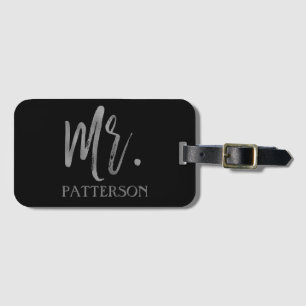 Mr. Last Name Silver Foil Luggage Bag Tag
