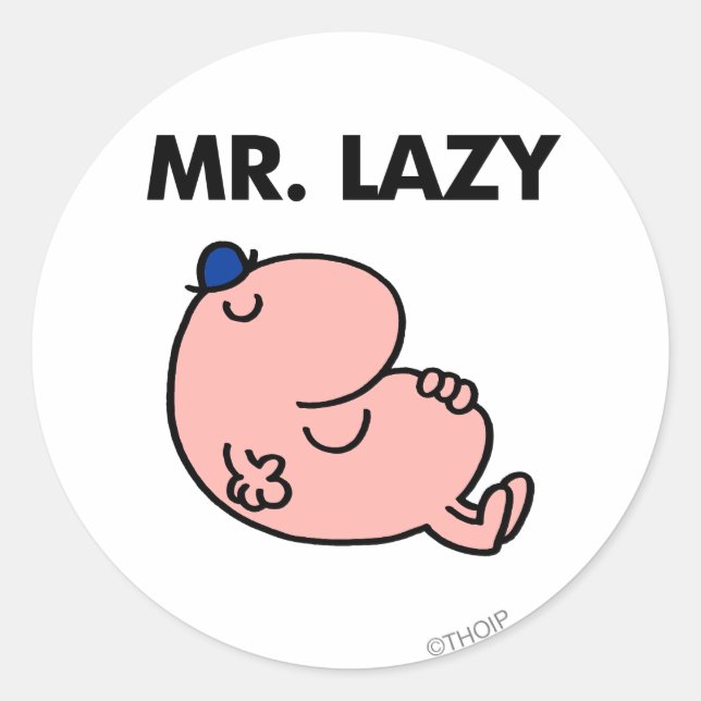 Mr. Lazy Snoozing Away Classic Round Sticker (Front)