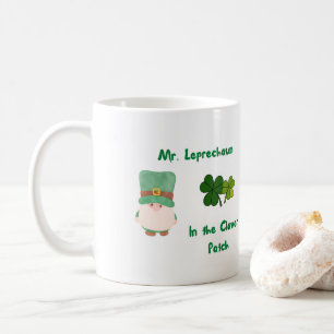 Mr. Leprechaun in the Clover Patch on a  Coffee Mug