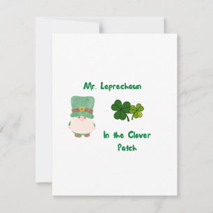 Mr. Leprechaun in the Clover Patch on a Holiday Card