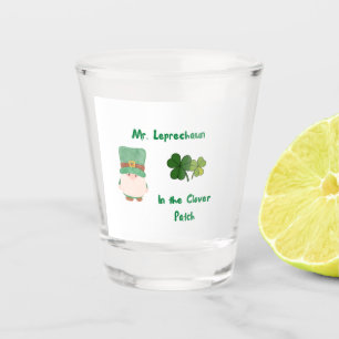 Mr. Leprechaun in the Clover Patch on a Shot Glass
