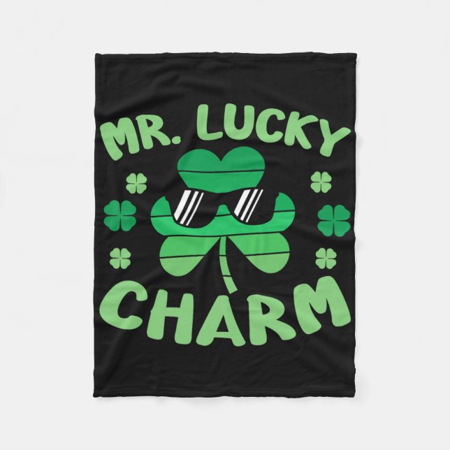 Mr Lucky Charm Sungles St Patricks Day Boys Kids T Fleece Blanket (Front)