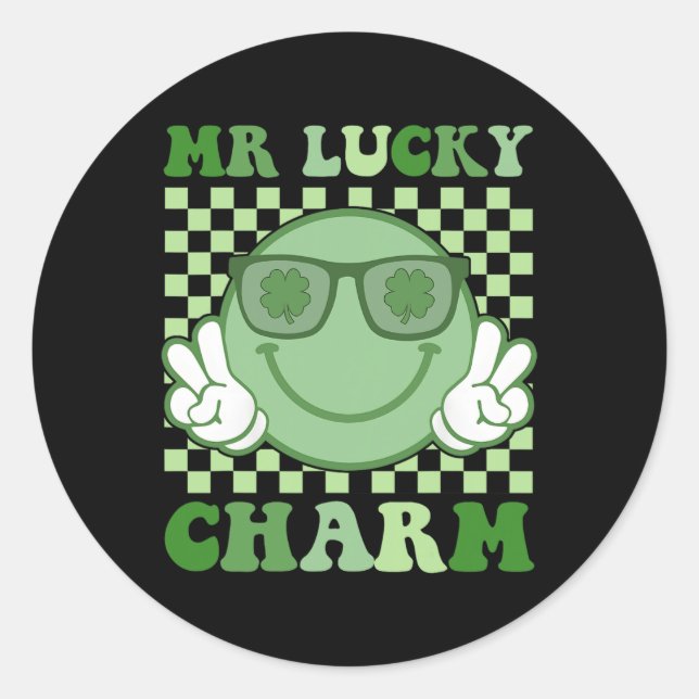 Mr Lucky Charm Suspenders St Patricks Day Boys Kid Classic Round Sticker (Front)