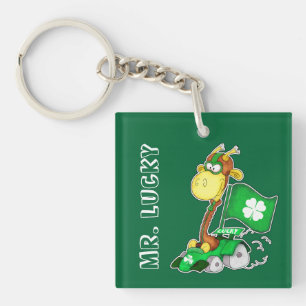 Mr. Lucky. Funny Giraffe St.Patrick's Day Gift Key Ring