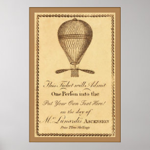 Mr. Lunardi's Ascension ~ 1784 ~ Vintage English Poster