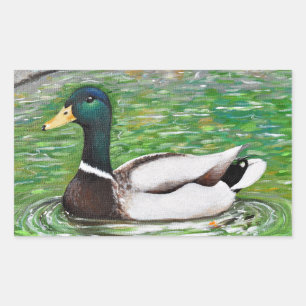 Mr Mallard Duck Painting Rectangular Sticker
