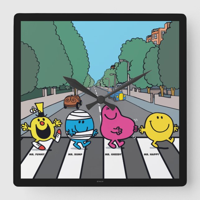 Mr. Men Abbey Road Walkers Square Wall Clock (Front)