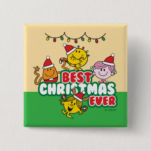 Mr Men Little Miss Best Christmas Ever 15 Cm Square Badge