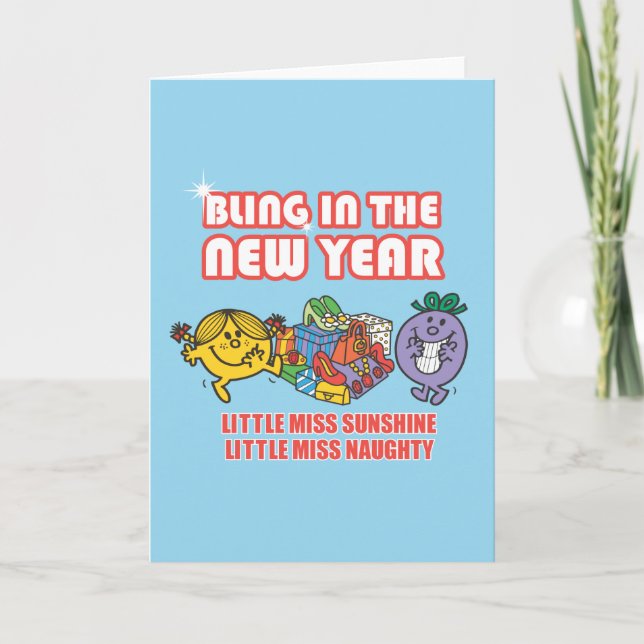 Mr. Men Little Miss Bling in the New Year Holiday Card (Front)