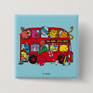 Mr. Men & Little Miss Bus 15 Cm Square Badge