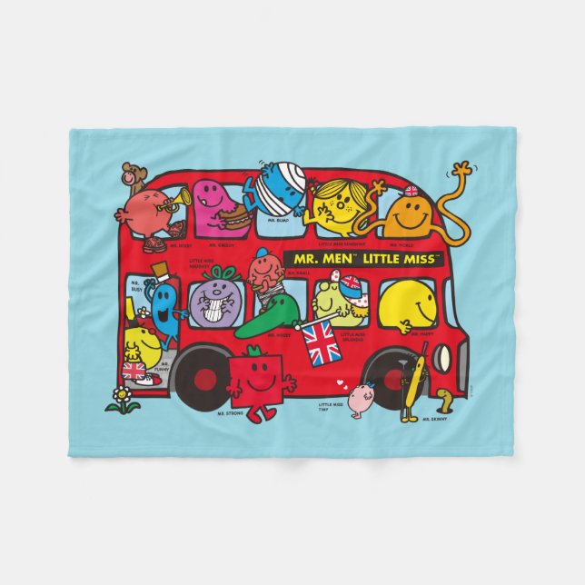 Mr. Men & Little Miss Bus Fleece Blanket (Front (Horizontal))