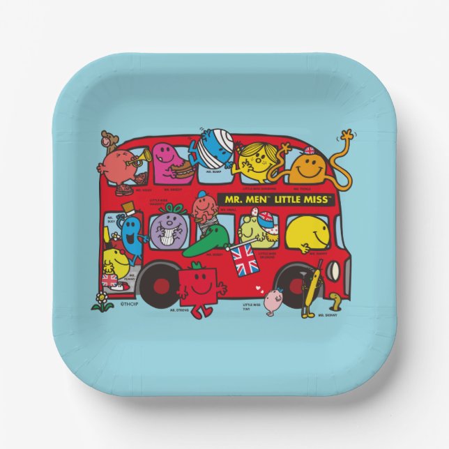Mr. Men & Little Miss Bus Paper Plate (Front)