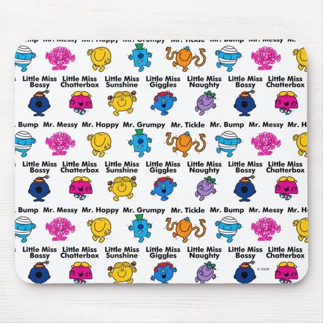 Mr Men & Little Miss | Character Names Mouse Pad (Front)