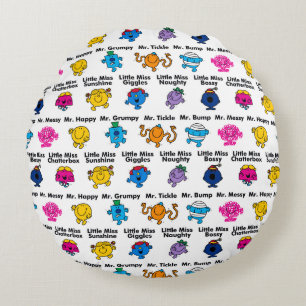 Mr Men & Little Miss Character Names Round Cushion