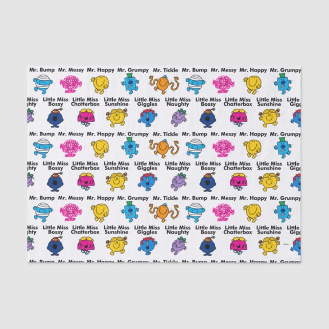 Mr Men & Little Miss | Character Names Tissue Paper (Front)