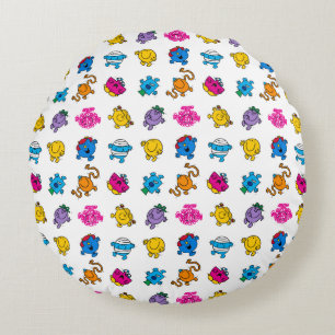 Mr Men & Little Miss   Dancing Neon Pattern Round Cushion