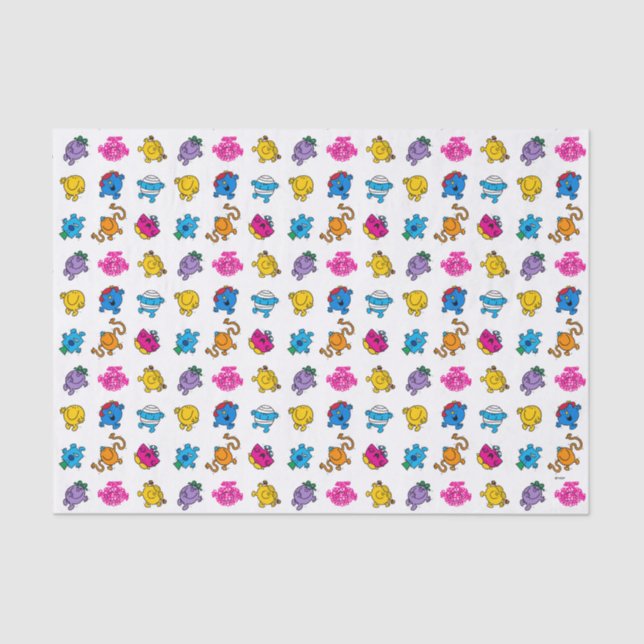 Mr Men & Little Miss | Dancing Neon Pattern Tissue Paper (Front)