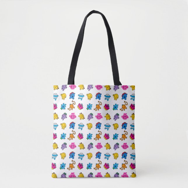 Mr Men & Little Miss | Dancing Neon Pattern Tote Bag (Front)