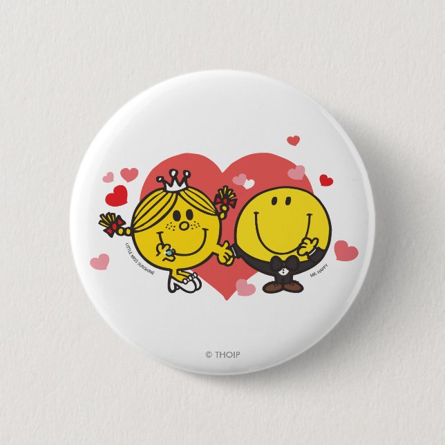 Mr. Men Little Miss Happy Sunshine Wedding 6 Cm Round Badge (Front)