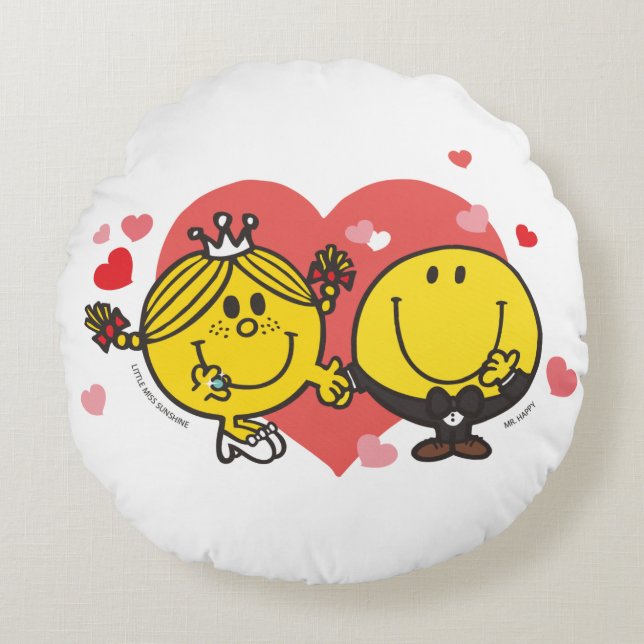 Mr. Men Little Miss Happy Sunshine Wedding Round Cushion (Front)