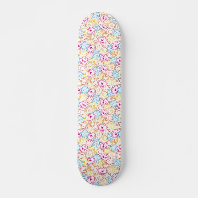 Mr Men & Little Miss | Neon Colours Pattern Skateboard (Front)