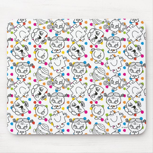 Mr Men & Little Miss | Rainbow Polka Dots Pattern Mouse Pad (Front)