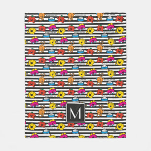 Mr Men & Little Miss Stripes Pattern Monogram Fleece Blanket