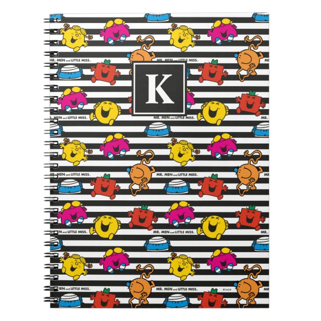 Mr Men & Little Miss | Stripes Pattern | Monogram Notebook (Front)