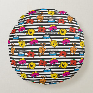 Mr Men & Little Miss   Stripes Pattern Round Cushion
