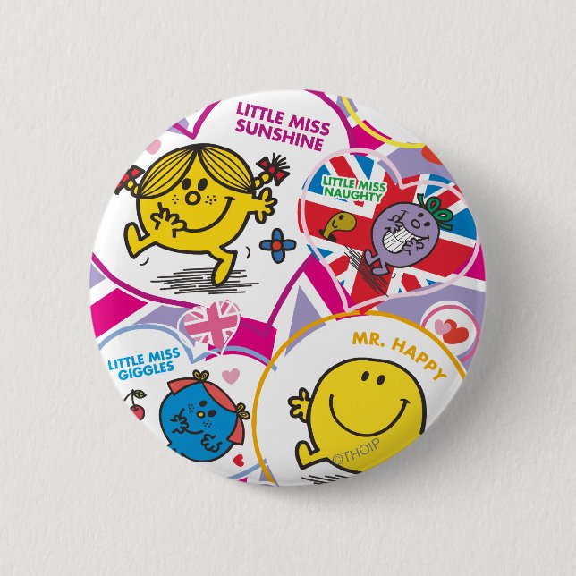 Mr. Men & Little Miss UK Hearts 6 Cm Round Badge (Front)