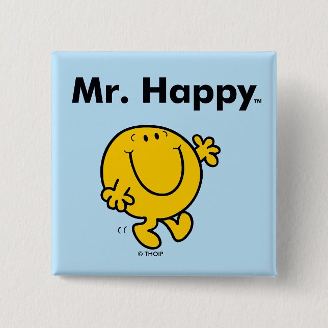 Mr. Men | Mr. Happy Is Always Happy 15 Cm Square Badge (Front)