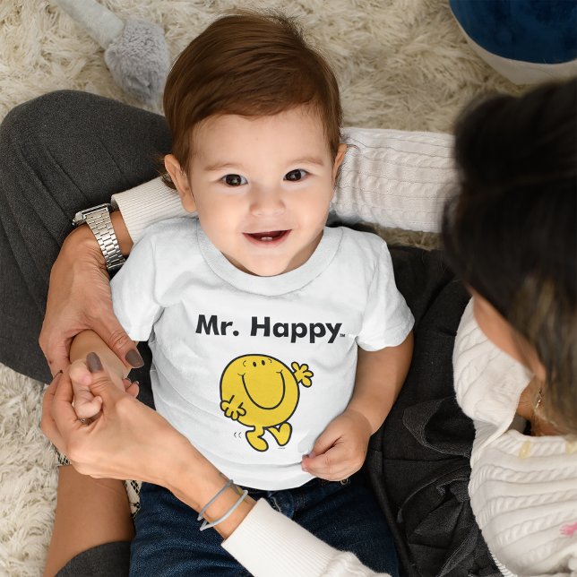 Mr. Men | Mr. Happy Is Always Happy Baby T-Shirt (Baby wearing shirt)