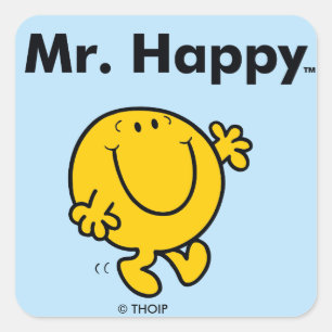 Mr. Men   Mr. Happy Is Always Happy Square Sticker