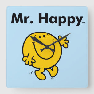 Mr. Men   Mr. Happy Is Always Happy Square Wall Clock