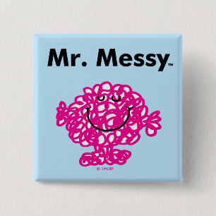 Mr. Men Mr. Messy Is Cute, But Messy 15 Cm Square Badge