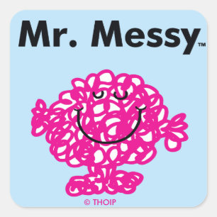 Mr. Men   Mr. Messy Is Cute, But Messy Square Sticker