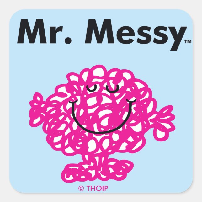 Mr. Men | Mr. Messy Is Cute, But Messy Square Sticker (Front)