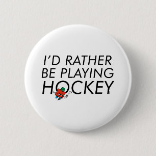 Mr. Men Mr Strong I'd Rather Be Playing Hockey  6 Cm Round Badge