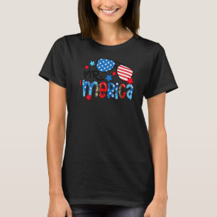 Mr Merica American Flag Glasses Patriotic 4th Of J T-Shirt