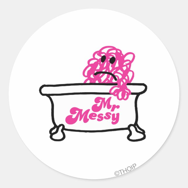 Mr. Messy | Bathtub Logo Classic Round Sticker (Front)