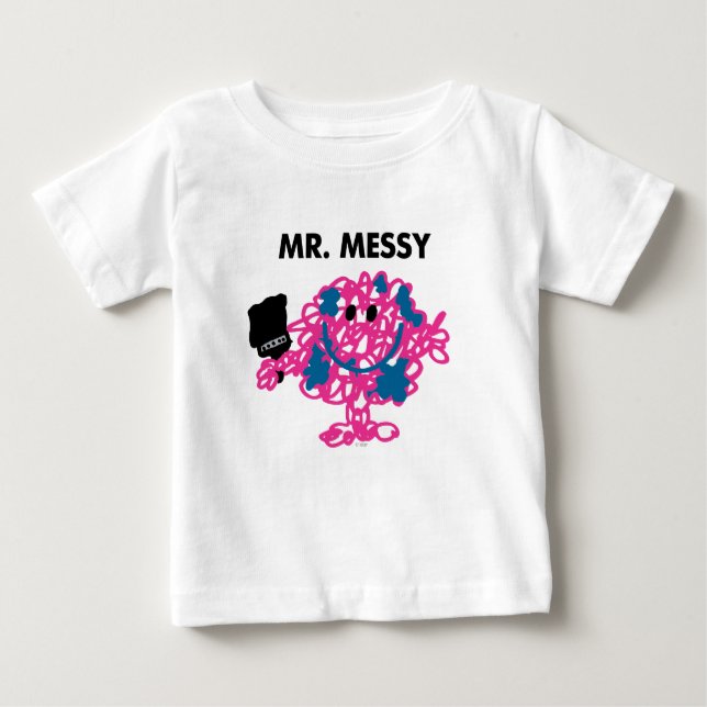 Mr. Messy Holding A Paintbrush Baby T-Shirt (Front)