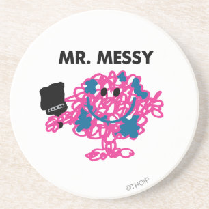 Mr. Messy Holding A Paintbrush Coaster