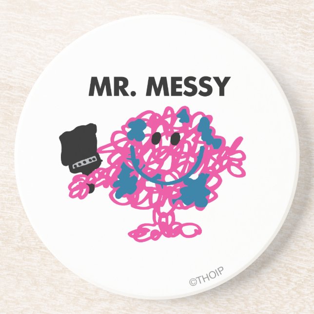 Mr. Messy Holding A Paintbrush Coaster (Front)
