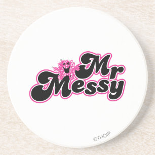 Mr. Messy   Large Black & Pink Letters Coaster