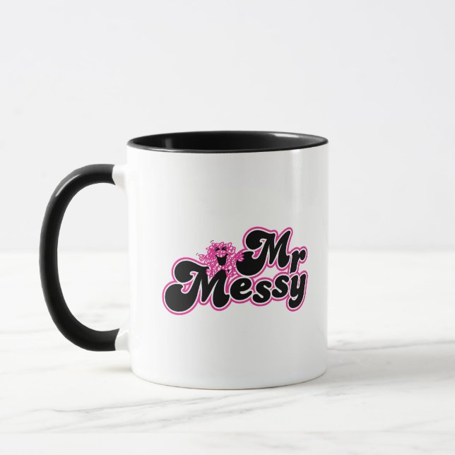 Mr. Messy | Large Black & Pink Letters Mug (Left)